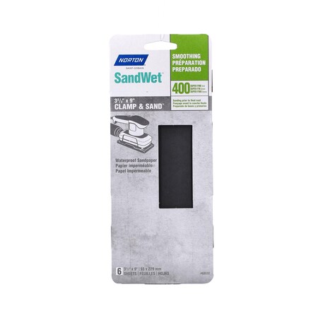 Norton Abrasives Norton SandWet 9 in. L X 3 in. W 400 Grit Silicon Carbide Sanding Sheet 6 pk 07660768532